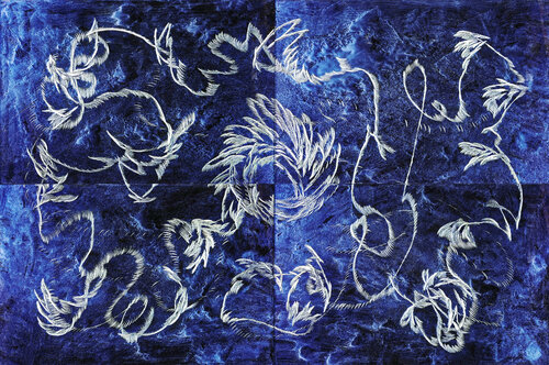 Zielos streift der Drache durch Raum und Zeit (1867/1870/1877/1880); 4 teilig, je 40 x 60 cm von Volker W. Hamann, Andere Medien kaufen auf Singulart