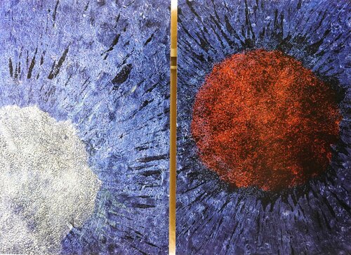 Tafelbild 3306; 2-teilig, je 26,7 x 18 cm, Multiplex-Schichtholzplatten von Volker W. Hamann, Malerei kaufen auf Singulart