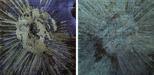 Tafelbild 3533/3538; 2-teilig, je 19,5 x 19,5 cm, Schichtholzplatten van Volker W. Hamann, Schilderij te koop op Singulart