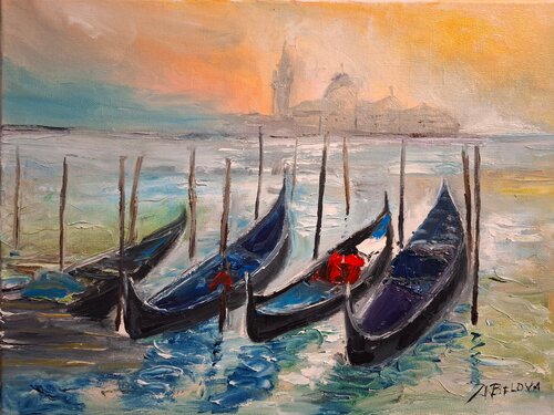 Venetian gondolas van Diyana Belova, Schilderij te koop op Singulart