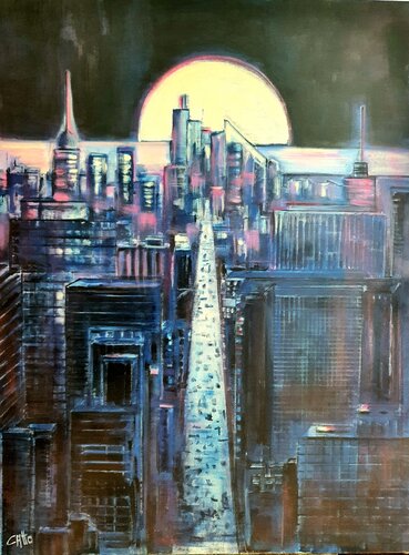 Moonlight in Ny di Monica Catto, Pittura in vendita su Singulart