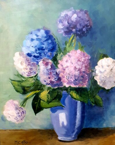 Vaso di ortensie von Monica Catto, Malerei kaufen auf Singulart