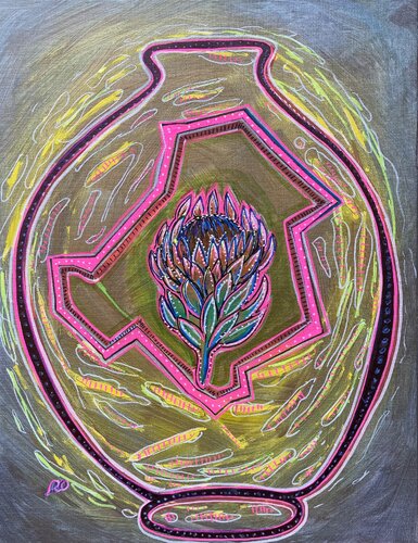 Vase with exotic flower von Olga 'ROArtUS' Rokhmanyuk, Malerei kaufen auf Singulart