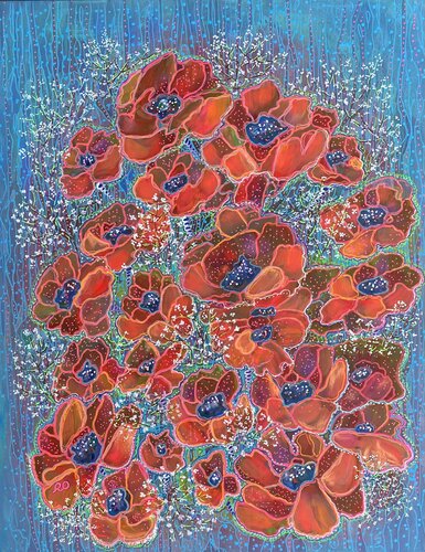 Poppy bouquet van Olga 'ROArtUS' Rokhmanyuk, Schilderij te koop op Singulart