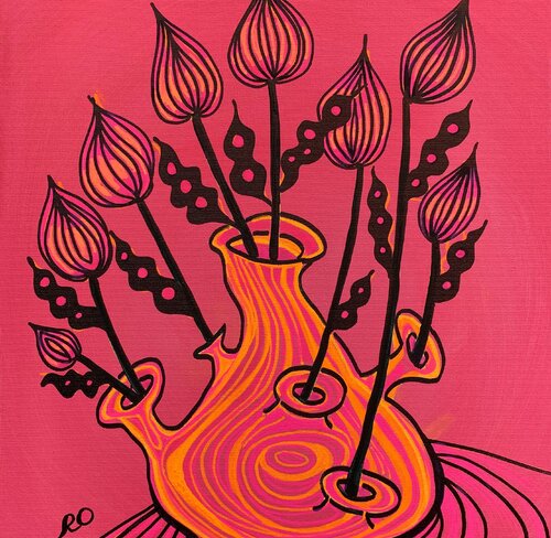 Futuristic vase von Olga 'ROArtUS' Rokhmanyuk, Malerei kaufen auf Singulart