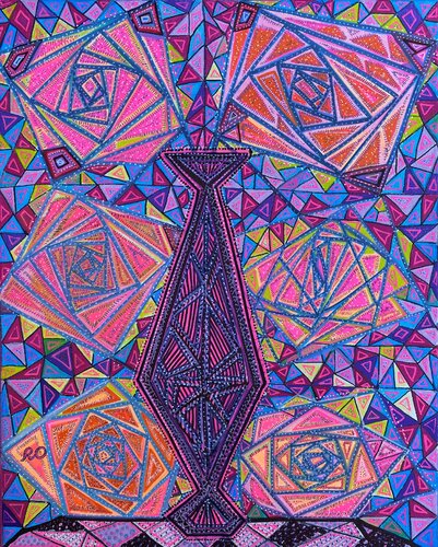 Geometric vase von Olga 'ROArtUS' Rokhmanyuk, Malerei kaufen auf Singulart