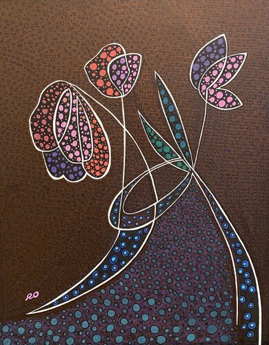 Graphic flowers de Olga 'ROArtUS' Rokhmanyuk, Pintura a la venta en Singulart