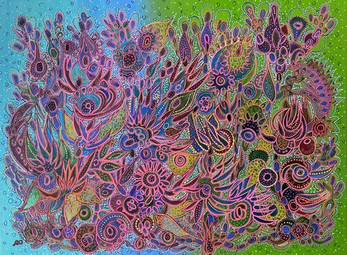 Flowers Fireworks van Olga 'ROArtUS' Rokhmanyuk, Schilderij te koop op Singulart