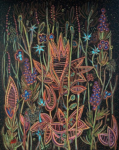 Midnight Flowers von Olga 'ROArtUS' Rokhmanyuk, Malerei kaufen auf Singulart