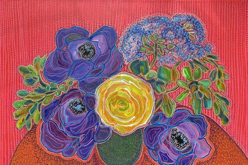 Yellow rose in a bouquet von Olga 'ROArtUS' Rokhmanyuk, Malerei kaufen auf Singulart