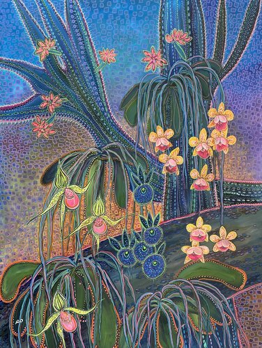 Evening Orchids van Olga 'ROArtUS' Rokhmanyuk, Schilderij te koop op Singulart
