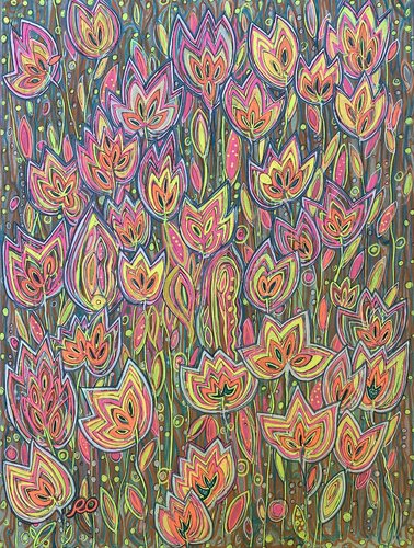Sunny tulips di Olga 'ROArtUS' Rokhmanyuk, Pittura in vendita su Singulart