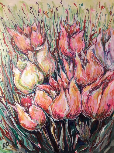 Small Tulips van Olga 'ROArtUS' Rokhmanyuk, Schilderij te koop op Singulart