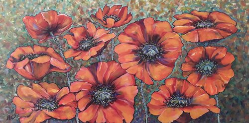 Poppies di Olga 'ROArtUS' Rokhmanyuk, Pittura in vendita su Singulart