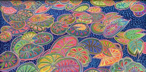 Autumn Lily Leaves di Olga 'ROArtUS' Rokhmanyuk, Pittura in vendita su Singulart