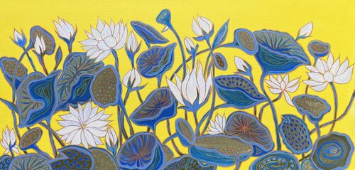 Lilies in the Sun di Olga 'ROArtUS' Rokhmanyuk, Pittura in vendita su Singulart