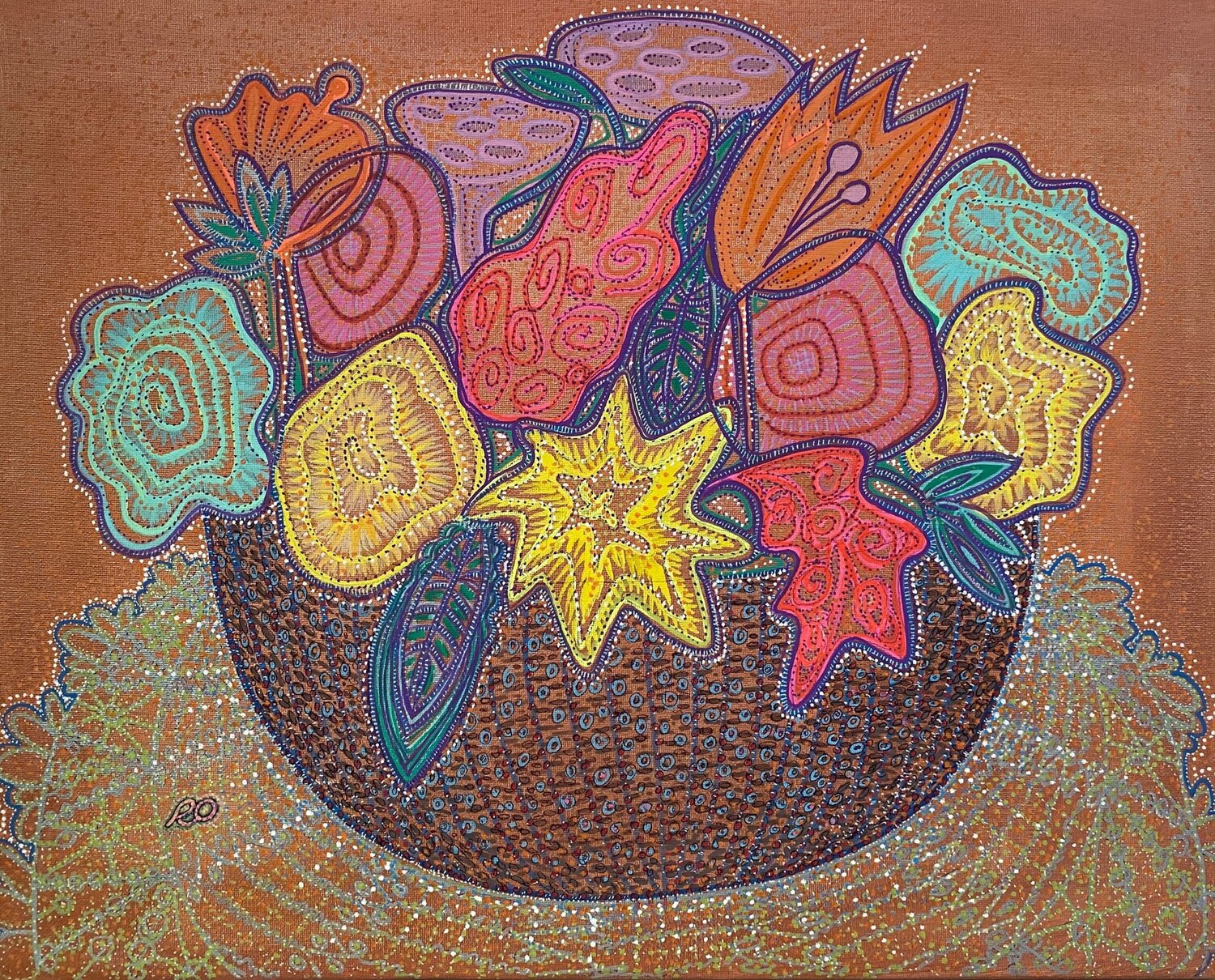 Bouquet on a lace napkin Olga 'ROArtUS' Rokhmanyuk Originalgemälde zu verkaufen