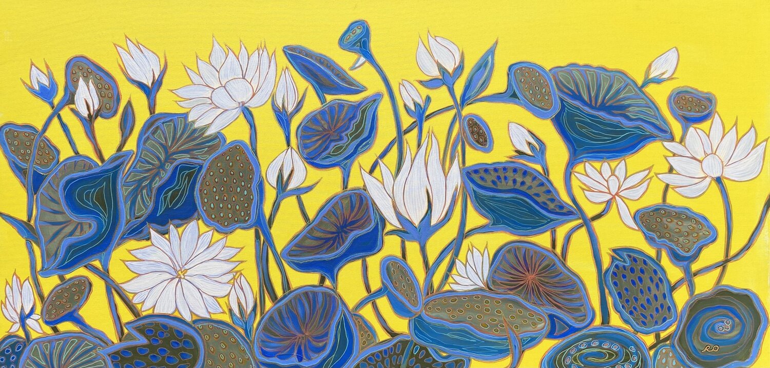 Lilies in the Sun Olga 'ROArtUS' Rokhmanyuk Origineel schilderij te koop