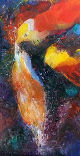 Der Paradiesvogel - Am fünften Tag - Komposition IV di Isabella Scharf-Minichmair, Pittura in vendita su Singulart
