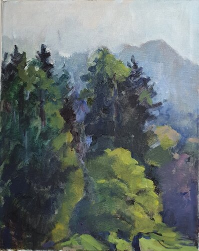 "Berg im Nebel" Etüde van Tamara Siebert, Schilderij te koop op Singulart