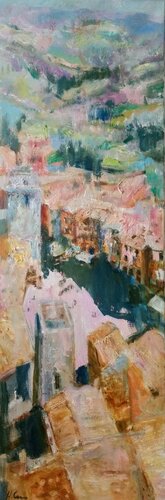 San Gimignano von oben par Natalia Simonenko, Peinture en vente sur Singulart