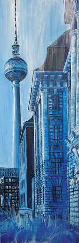 Fernsehturm- Blue Berlin by Laetitia Hildebrand, 회화 for Sale on Singulart