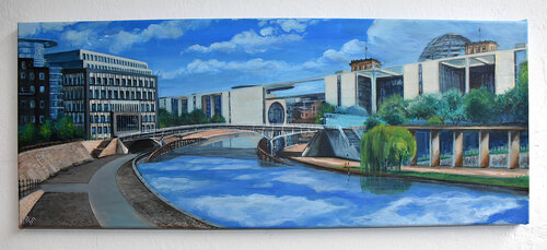 « AFTERNOON » 2/4 Serie Reflection- Bridges & Seasons Berlin by Laetitia Hildebrand, 회화 for Sale on Singulart