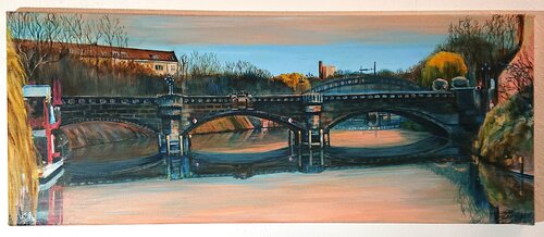 « SUNSET » 3/4 Serie Reflection- Bridges & Seasons Berlin by Laetitia Hildebrand, 회화 for Sale on Singulart