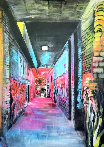 Red - Night-lights Berlin von Laetitia Hildebrand, Malerei kaufen auf Singulart