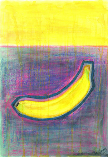 REAL BANANA | watercolor painting on paper | original par SVETLANA SHAVRINA, Œuvre sur papier en vente sur Singulart