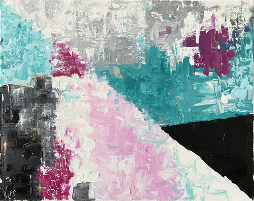 Black Triangle or WHITE CAT's BIRTHDAY | abstract oil painting | original von SVETLANA SHAVRINA, Malerei kaufen auf Singulart