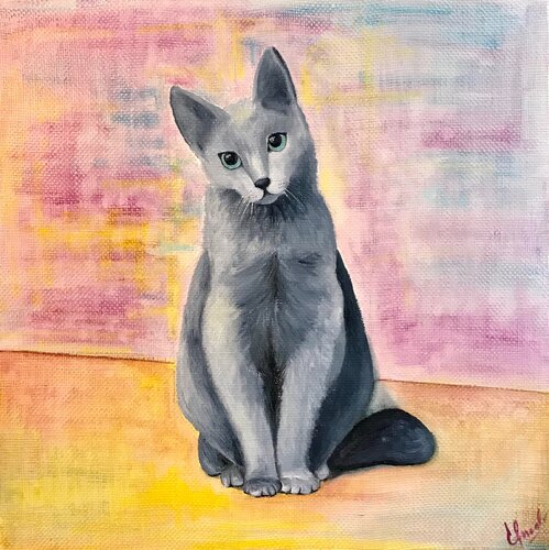 The Cat with blue eyes  | oil painting on canvas | original par SVETLANA SHAVRINA, Peinture en vente sur Singulart