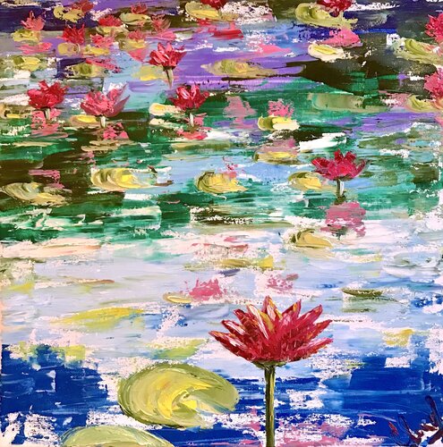 BLOOMING LOTUSES  | oil painting on canvas | original par SVETLANA SHAVRINA, Peinture en vente sur Singulart