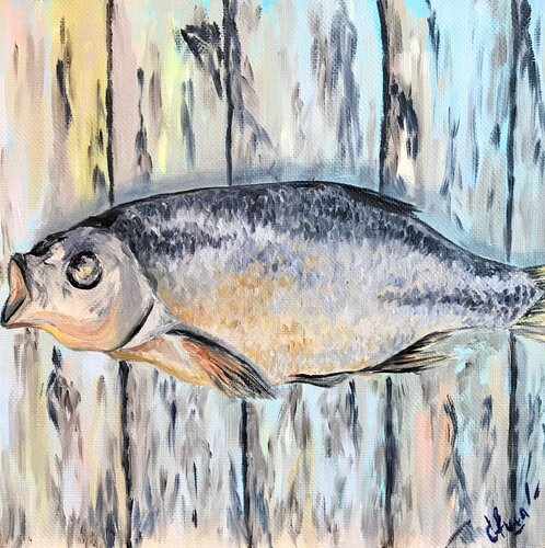 DRIED FISH | oil painting on canvas | original par SVETLANA SHAVRINA, Peinture en vente sur Singulart