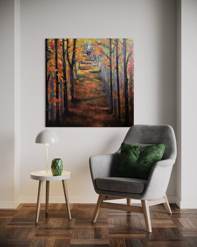 Goldener Herbstspaziergang by Kathrin Kreuzberger, Painting for Sale on Singulart
