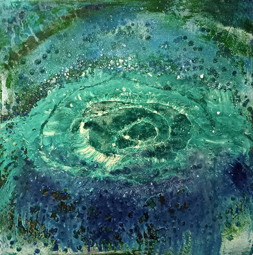 Smaragd Galaxis van Martina Kaiser, Schilderij te koop op Singulart