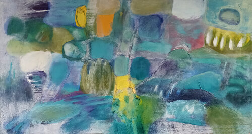 Landschaft. Türkis. van Martina Kaiser, Schilderij te koop op Singulart