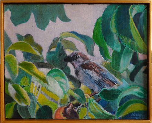 Spatz im Birnbaum by Christoph Fischer, Painting for Sale on Singulart