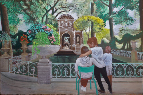 Brunnen im Jardin du Luxembourg in Paris di Christoph Fischer, Pittura in vendita su Singulart