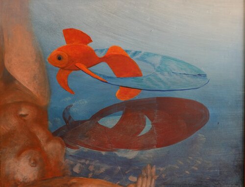 Mädchen mit Fisch von Christoph Fischer, Malerei kaufen auf Singulart