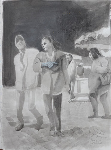 Situation auf dem Münsterplatz de Christoph Fischer, Dibujo a la venta en Singulart