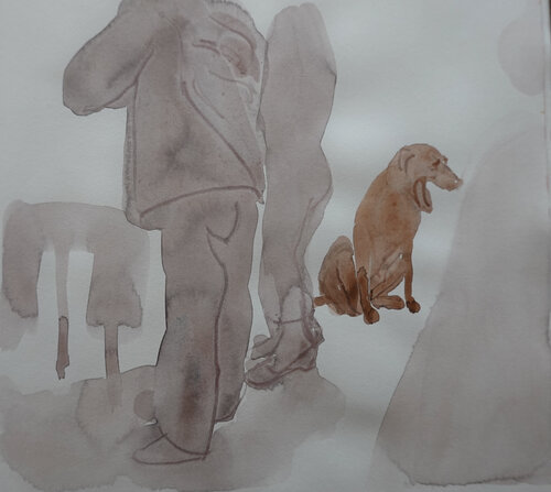 gähnender Hund van Christoph Fischer, Tekening te koop op Singulart