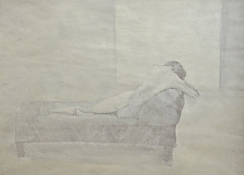 Akt auf dem Sofa by Christoph Fischer, Painting for Sale on Singulart