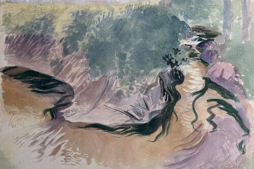 Mäanderschleife mit Niedrigwasser van Christoph Fischer, Schilderij te koop op Singulart