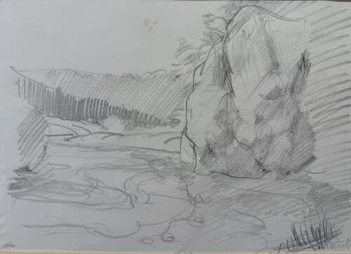 Amalienfelsen bei Inzigkofen/Sigmaringen van Christoph Fischer, Tekening te koop op Singulart