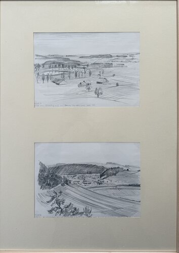 Entf. Linsenberg, nordöstlich Pfohren, Blick nach SW in die Donauniederung mit Baggersee, ca. 690 m ü. M 9 Im Hangfuss des Geisinger Steinbruchs, Blick nach SO in die Mündungsebene von Aitrach (Feldberg-Donau) und Donau, ca. 740 m ü.M. de Christoph Fischer, Dibujo a la venta en Singulart