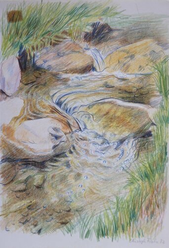 Studie 1  Im Bachbett par Christoph Fischer, Dessin en vente sur Singulart