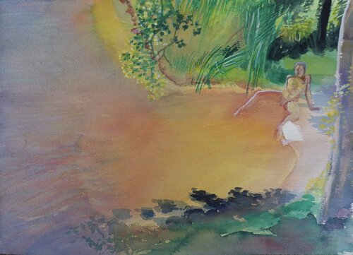 Badebucht mit Nixe by Christoph Fischer, Painting for Sale on Singulart