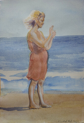 Das rote Kleid by Christoph Fischer, Painting for Sale on Singulart