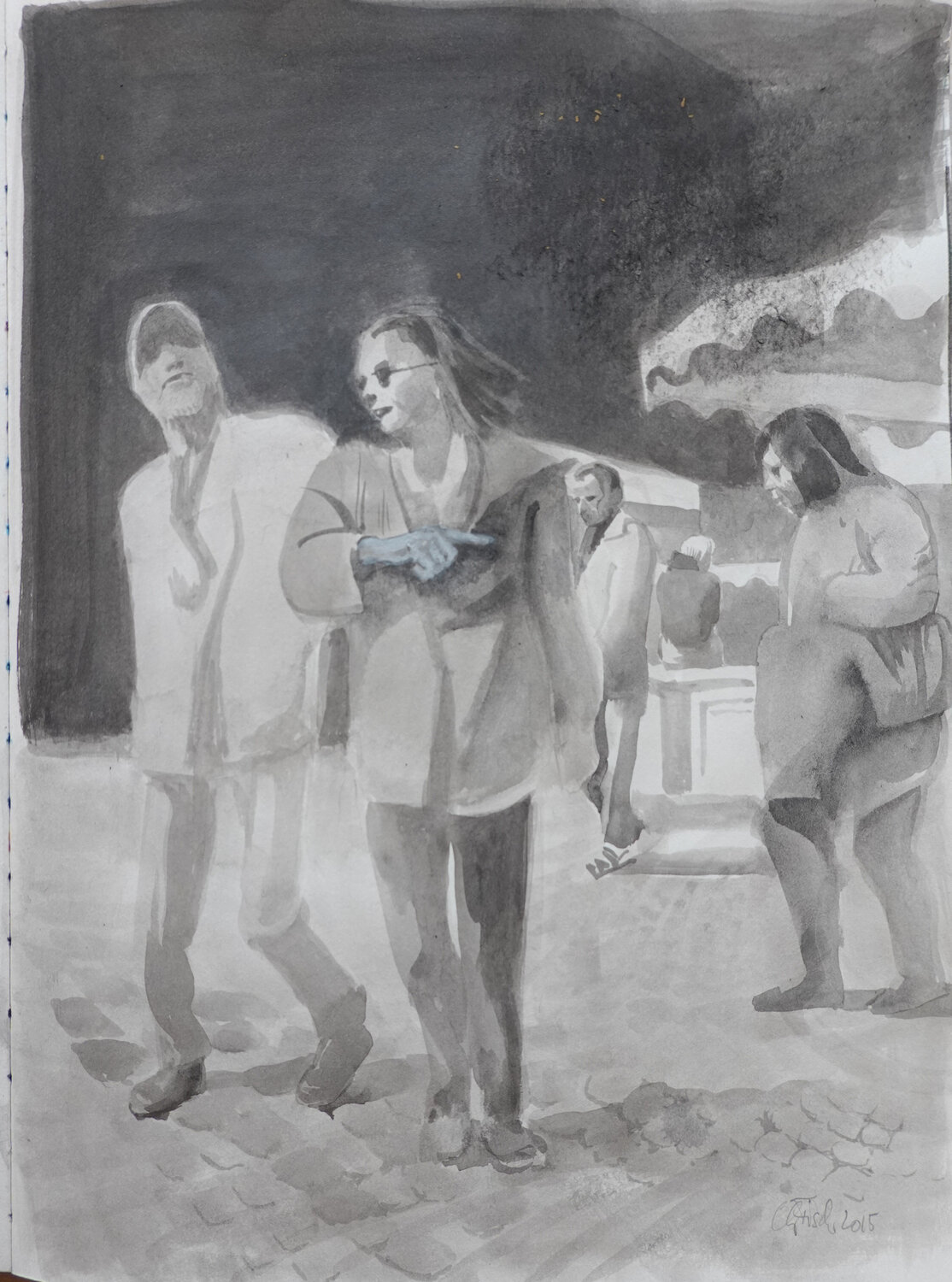 Situation auf dem Münsterplatz Christoph Fischer Disegno in vendita